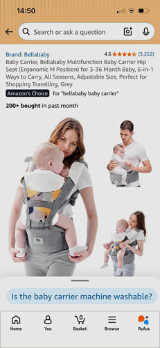 Bellababy grey baby carrier - baby,
